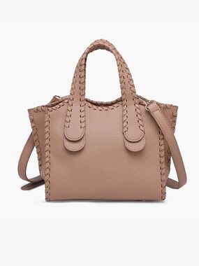 Whipstitch Trim Detail Shoulder Purse in Taupe by Jen&Co